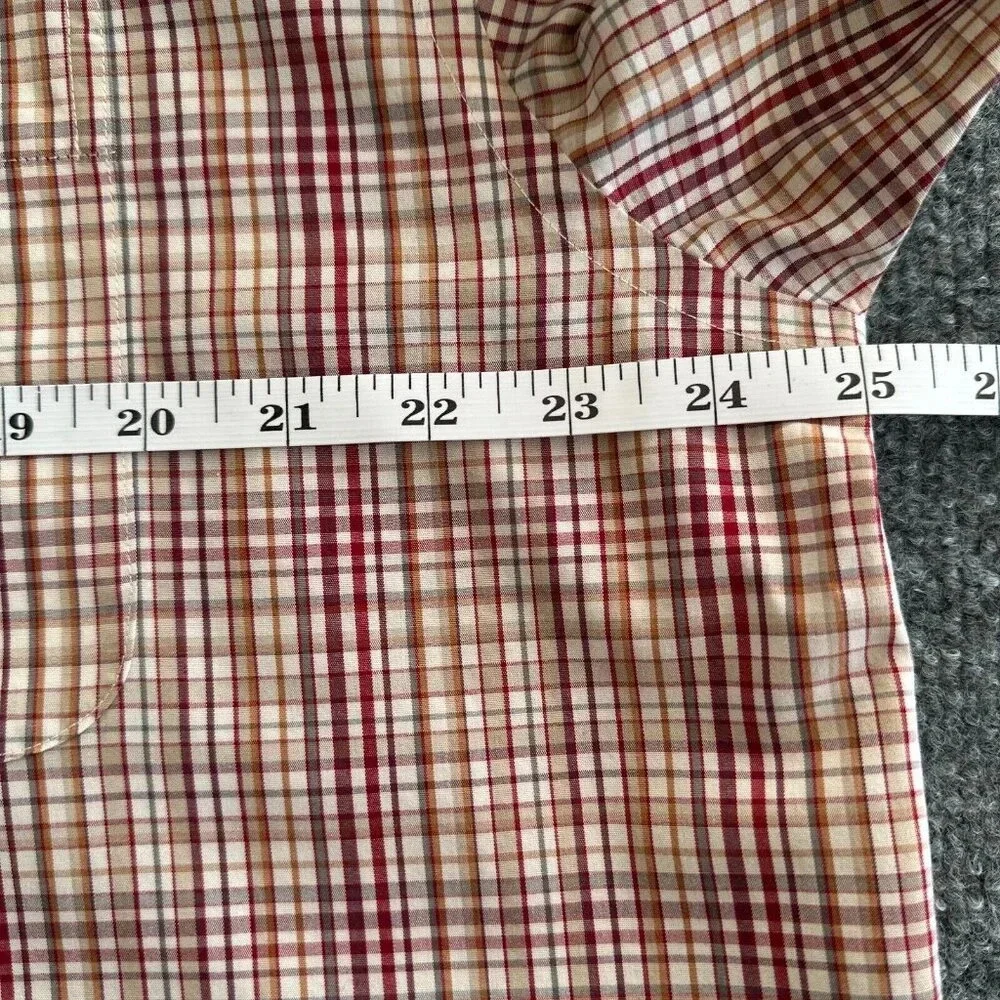 Eddie Bauer Shirt Mens Large Red Tan Plaid Casual Relaxed Wrinkle Resistant - Picture 9 of 10